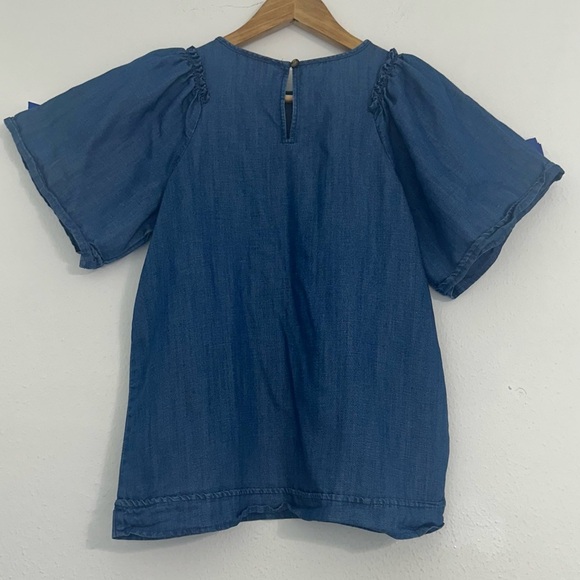 LOFT Blue Blouse Elegant Cotton Blend - Picture 8 of 13